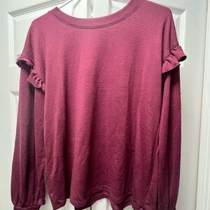 GAP Women's Ruffled Sleeve Sweatshirt - Burgundy